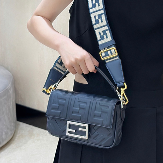 fendi baguette embossed ff lambskin shoulder handbag
